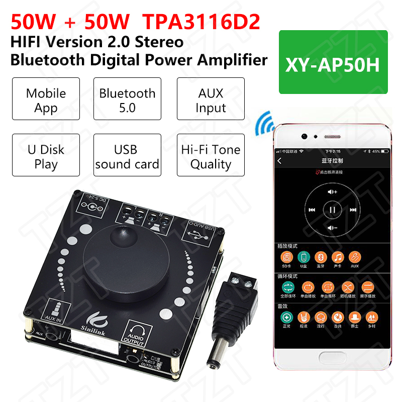 Audio Music Apps - TZT 2x50W Bluetooth 5.0 Audio Power