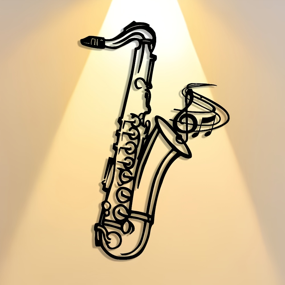 Audio Music Live - Metal Wall Art Saxophone Decorative Plaque,