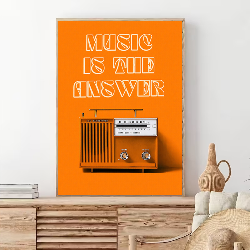 Audio Music Live - Vintage Radio Wall Art Frameless Canvas