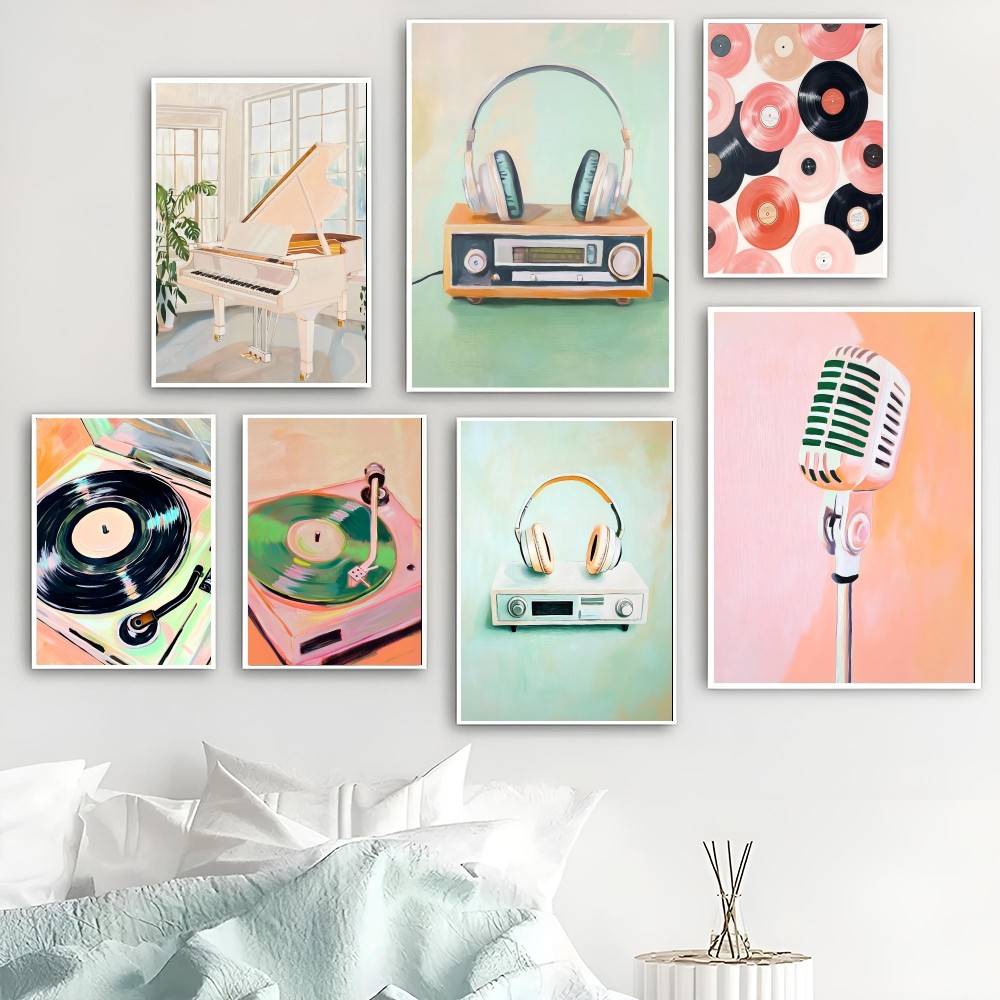Audio Music Wallpaper - Vintage Audio Paper Poster Hand Painted