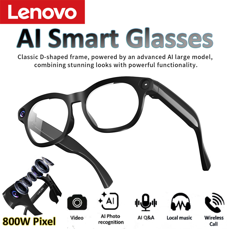 Lenovo AI Smart Glasses 8MP HD - Audio Music Live review and price