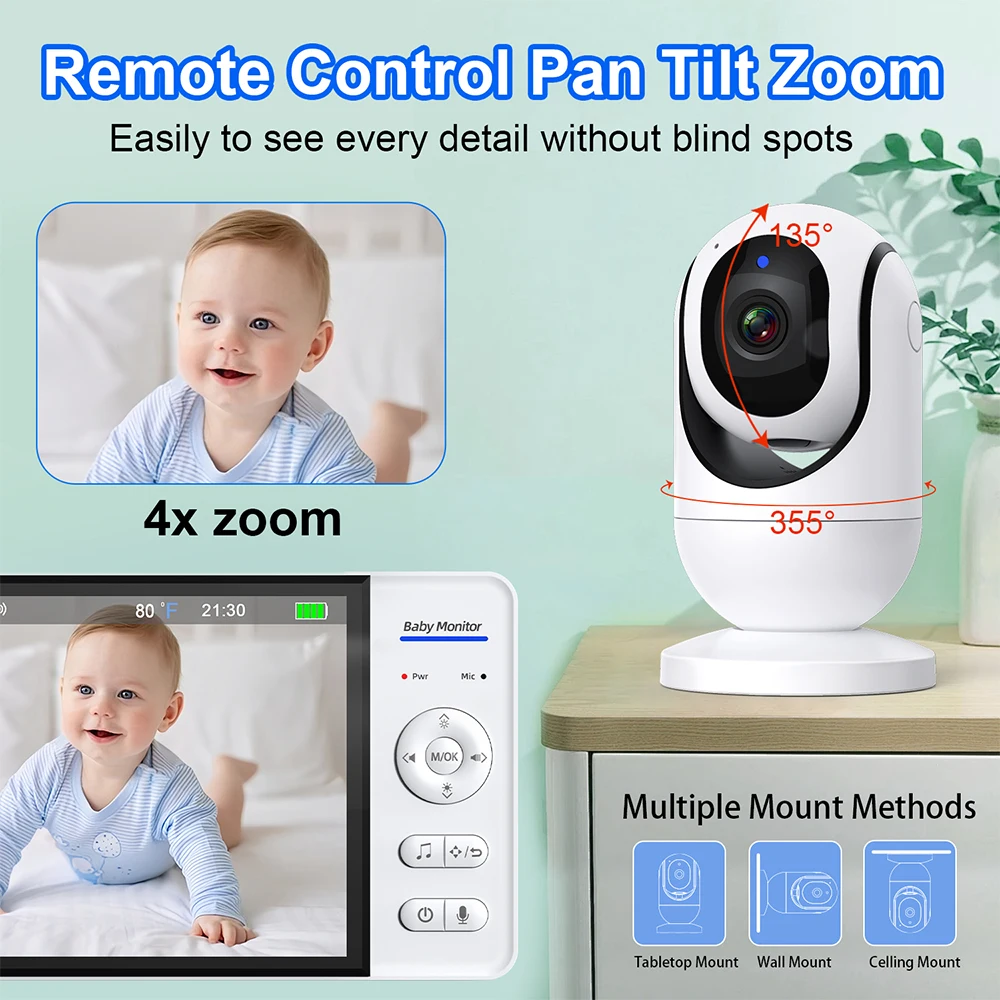 7 Inch Video Baby Monitor Nigh - Zoom Audio Music review and price