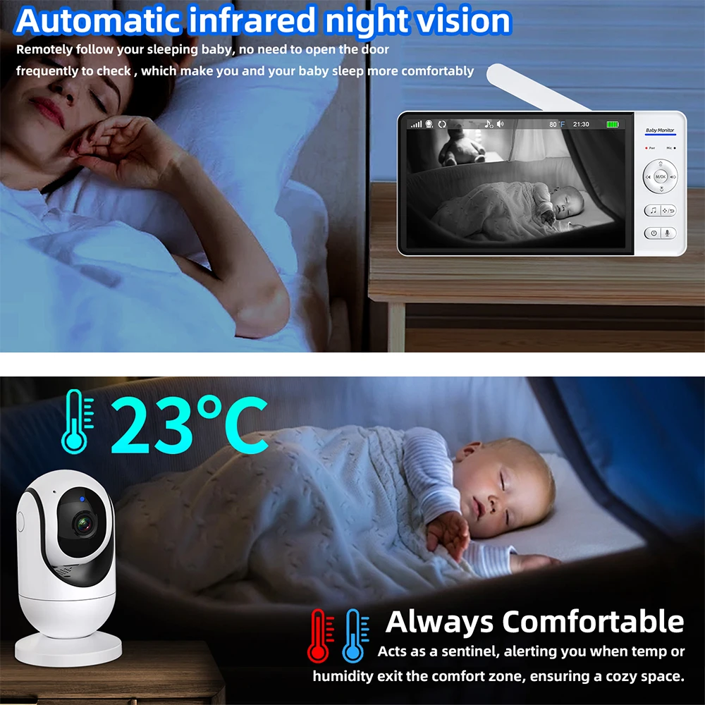 7 Inch Video Baby Monitor Nigh - Zoom Audio Music review and price