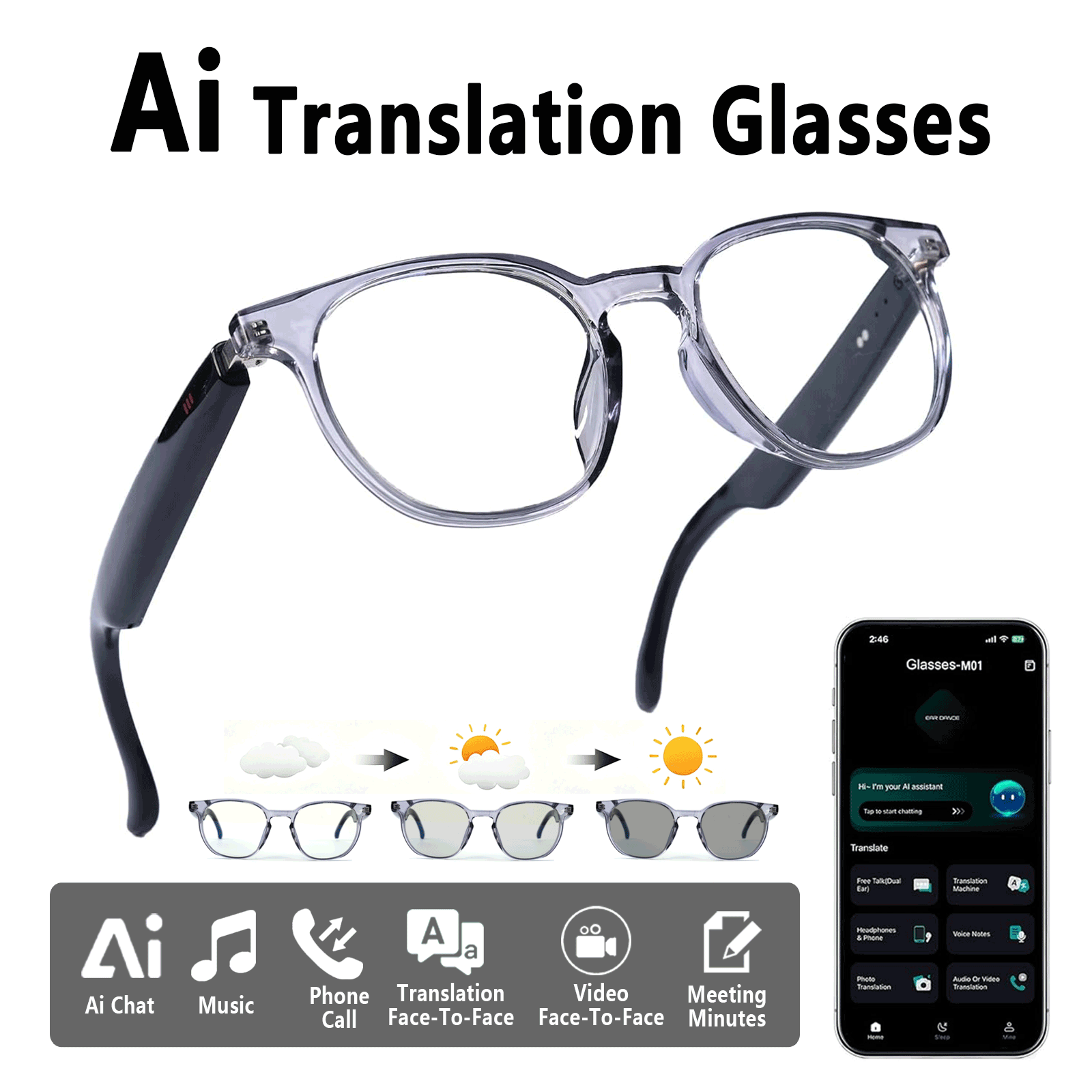 Smart Audio Glasses, Real-Time - Audio Music Apps review and price