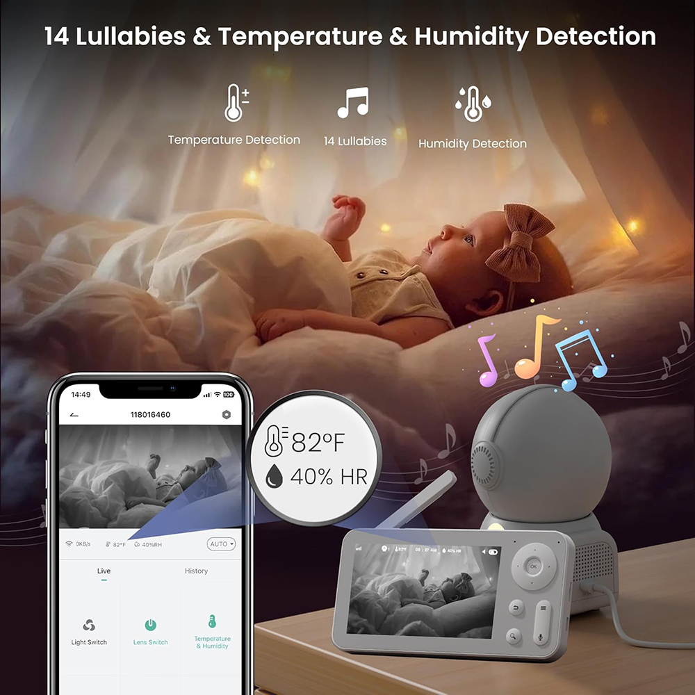 2K Baby Monitor with 2 Cameras - Audio Music Apps review and price